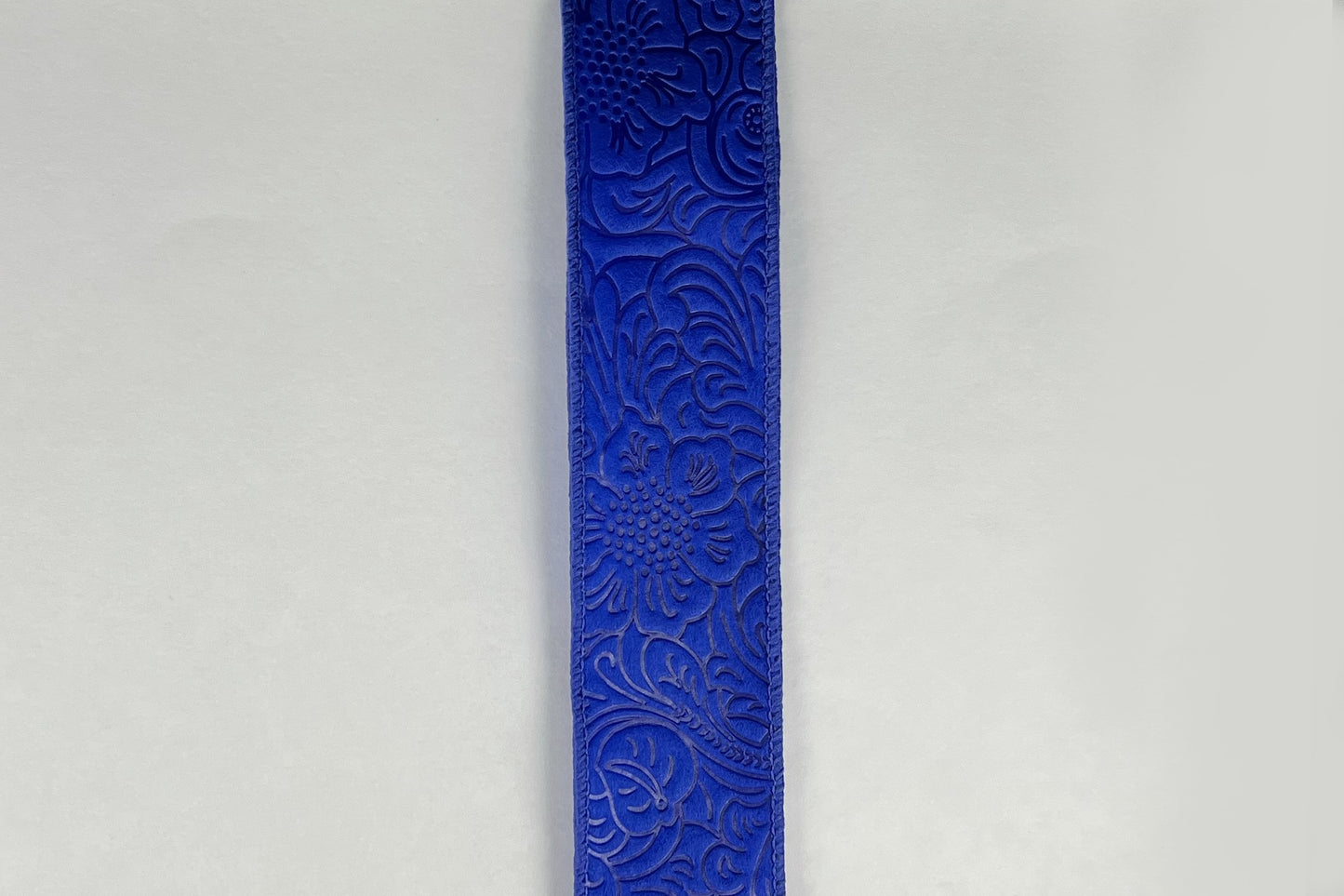 42466-09-25 1.5"X10YDS Embossed Flower Royal Blue