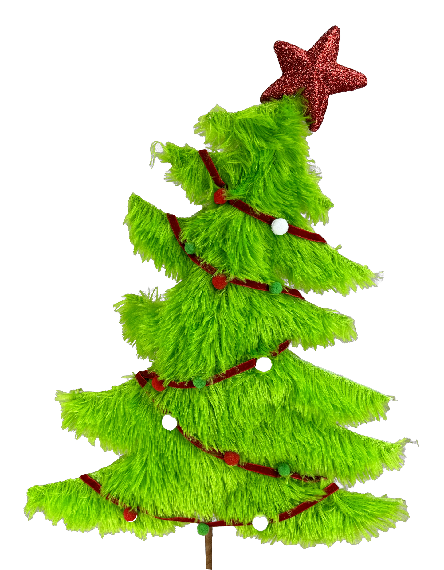 86134GN 27"H 12"W Furry Christmas Tree Pick Green