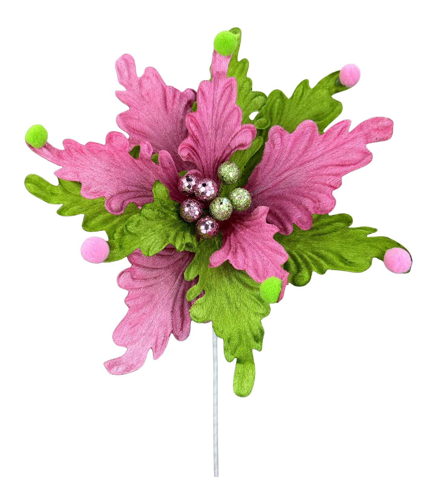 86306PKGN 24"HX11"DIA Poinsettia Stem Pink/Green