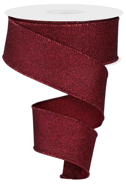 RGE138005 1.5" x 10yd Fine Glitter On Royal Burgundy