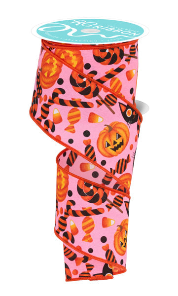RGF130915 2.5" x 10yd Pumpkin/Cat/Candy Lt Pink/Multi