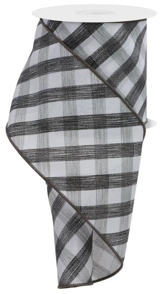 RGE159627 4" X 10Yd Woven-Look Diagonal Check White/Black/Grey