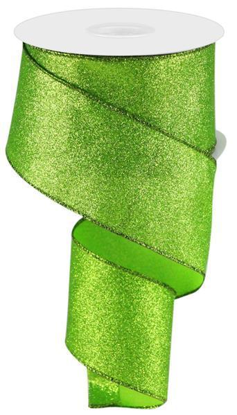 RGC1597E9 2.5" x 10yd Shimmer Glitter Lime Green