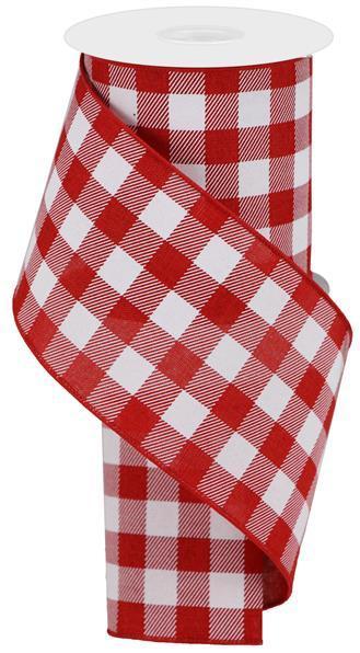 RGA106024 4" x 10yd Plaid Check On Royal Red/White