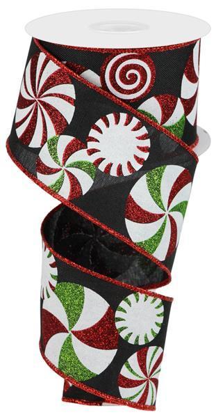 RGC123002 2.5" x 10yd Bold Peppermints/Royal Black/White/Lime/Red