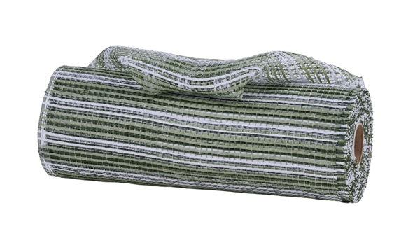 RE8902TX 10" x 10yd Horizontal Wide Stripe Mesh Sage/White