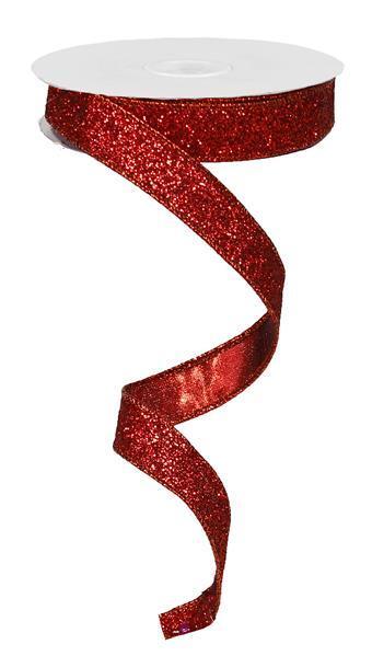 RJ203024 5/8" x 10yd Glitter On Metallic Red
