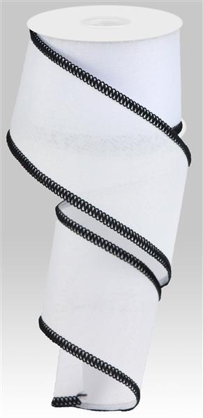 RGC1258X6 2.5" x 10yd Royal Burlap W/Stitch Edge White/Black