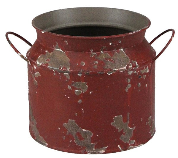 KE1855 5.75"Dia x 5.75"H Short Milk Can Weathered Red