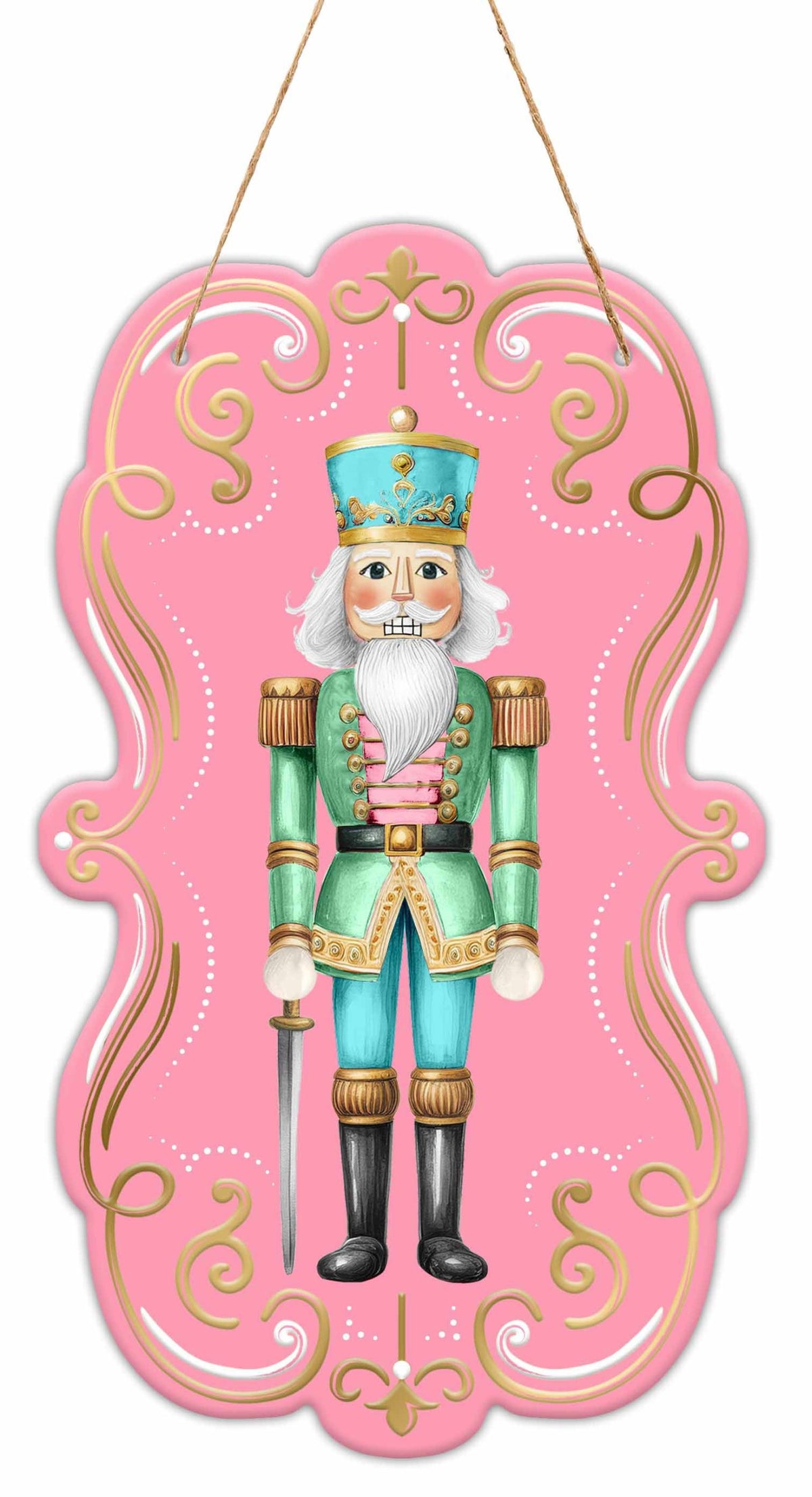 MD179322 11.5"H x 6.75" Nutcracker Frame Sign Pink/Ice Blue/Mnt/Gld/Wht