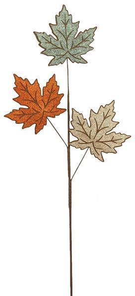 HA903638 30.75"L Felt/Glitter Maple Leaf Spray Brown/Moss/Orange/Champ