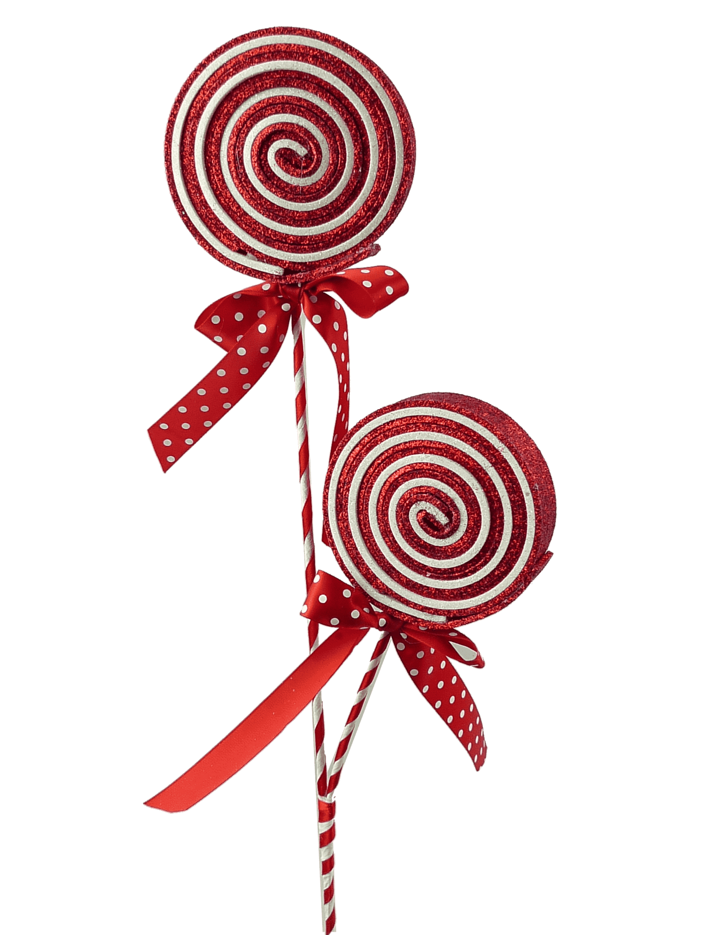 84809RDWT 27"HX4.25DIA Glitter Lollipop Spray Red/White