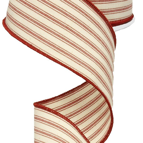 RG0145824 2.5"X10yd Ticking Beige/Dk Red