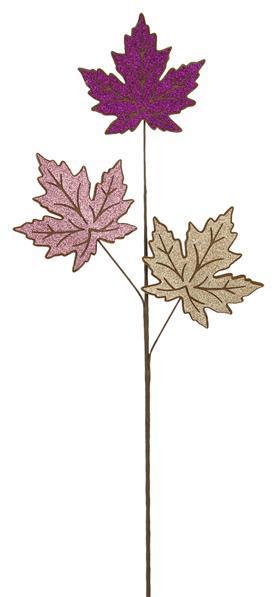 HA9036T8 30.75"L Felt/Glitter Maple Leaf Spray Brown/Purple/Pink/Champ