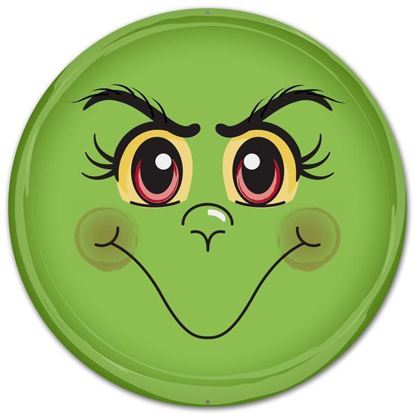 MD0352 12"Dia Metal Elf Face Green/Black