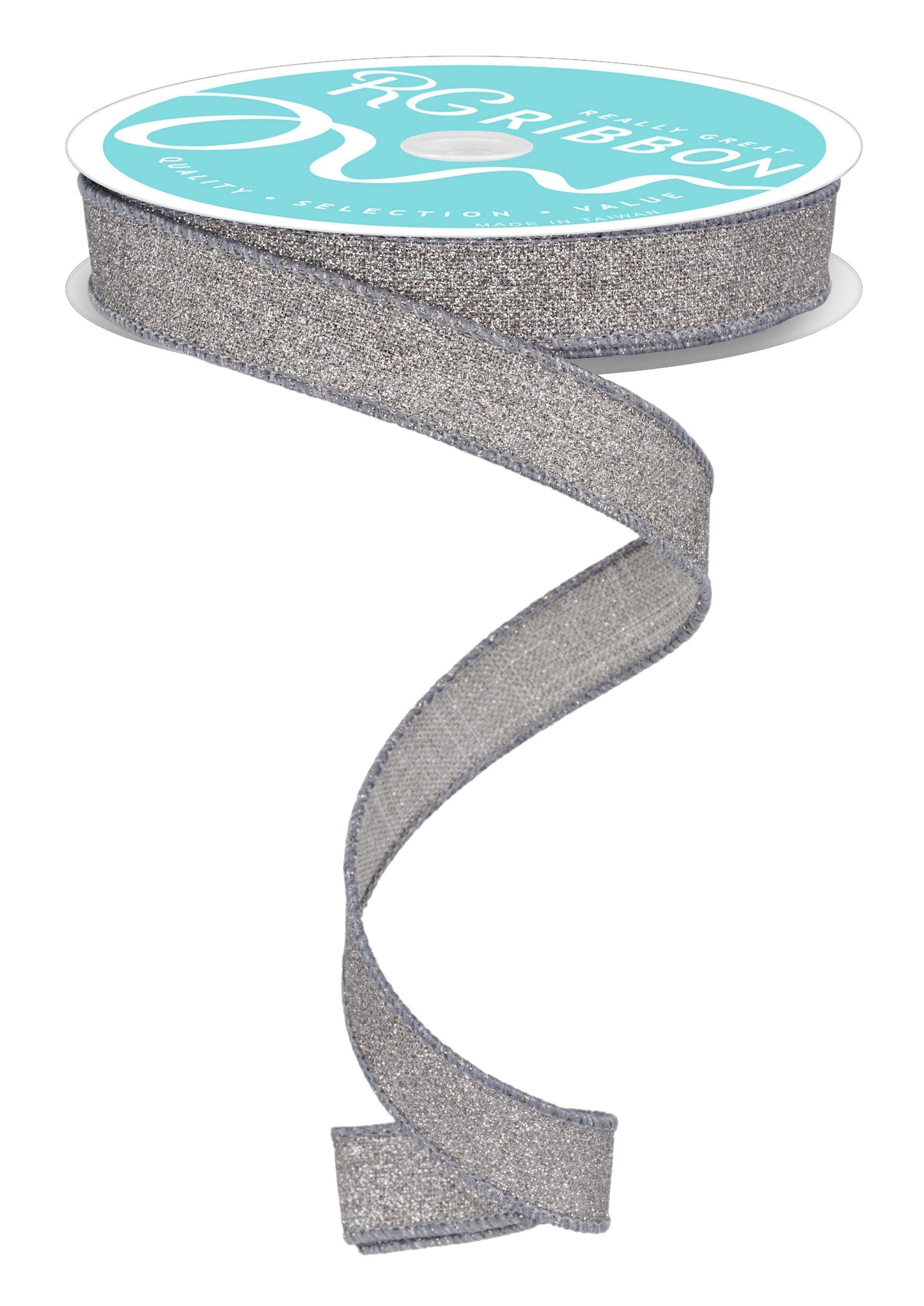 RGF109610 5/8" x 10yd Fine Glitter On Royal Light Grey