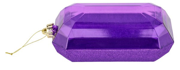 XJ563523 8"L x 5"W Glitter Rectangle Gem Orn Purple