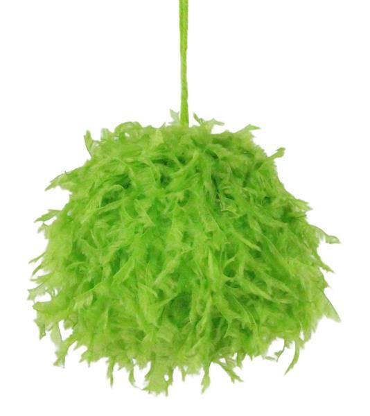 XJ5183 3.25" Furry Fabric Ball Orn Lime Green