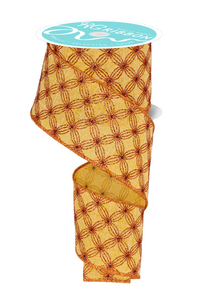 RGF134790 2.5" x 10yd Multi Circles/Dot Mustard/Copper/Brown