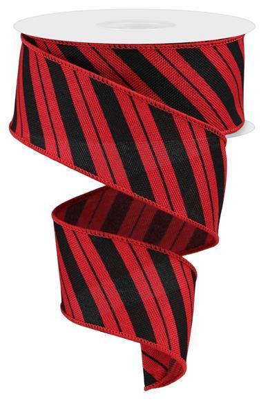 RGE154024 1.5" x 10yd Diagonal Line/Faux Ryl Red/Black