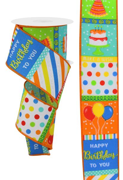 RGE163527 2.5" x 10yd Birthday Blocks White/Orng/Blu/Rd