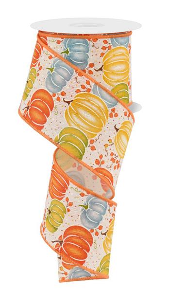 RGE1985C2 2.5" x 10yd Pumpkins/Berries Crm/Brw/Rst/Orng