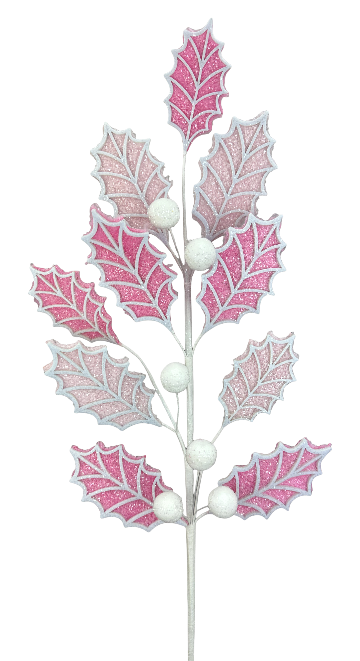 86245PKWT 31"H Holly Leaves Ball Spray
