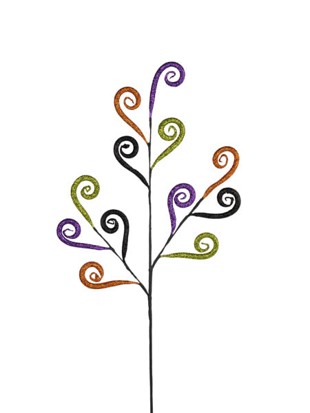 MN0354MM 27"L Glitter Tubing Coils Spray Lime/Black/Purple/Orange