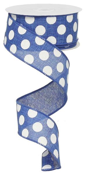 RX9145WR 1.5" x 10yd Medium Multi Dots Royal Blue/White