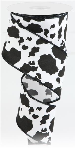 RG169027 2.5" x 10yd Cowhide Print White/Black