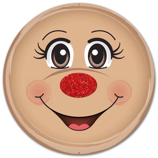 MD0353 12"Dia Metal/Glitter Reindeer Face Brown/Black