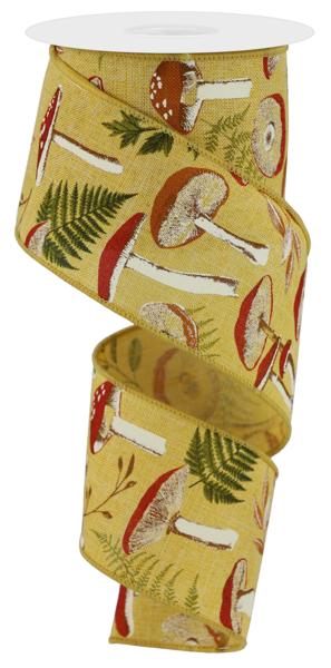 RGE1897F4 2.5" x 10yd Mushroom Botanicals Mustard/Multi