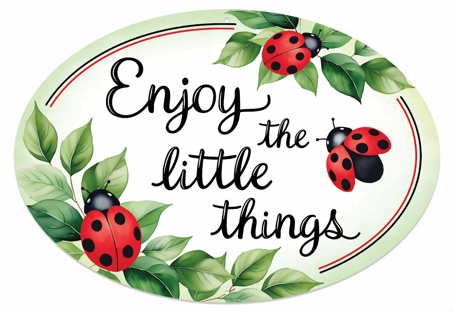 MD1744 15"L x 10.25"H Metal Little Things Sign White/Green/Red/Black