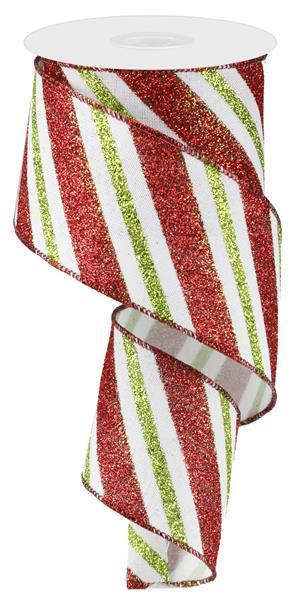 RG0176627 2.5"X10YD Diagonal Glitter Stripe/Royal