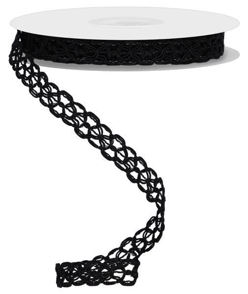 RN586102 5/8" x 10yd Open Weave Trim, Wired Black