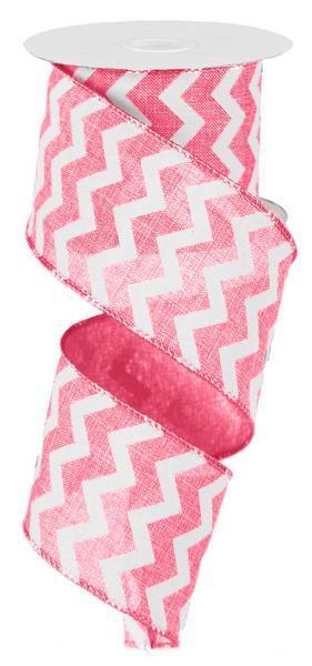 RG101922 2.5" x 10yd Small Chevron/Royal Pink/White