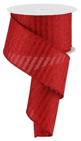RG0168924 2.5" X 10Yd Glitter Stripe On Royal Red