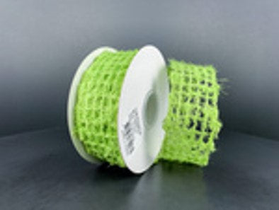 X75220929 1.5x10YDS Kiwi Fuzzy Open Weave Burlap Green