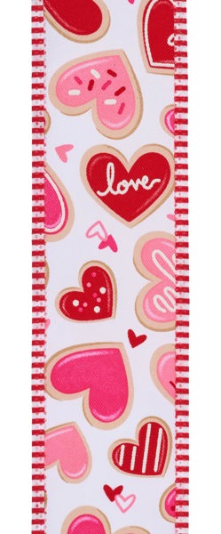 RGC821627 2.5" x 10yd Valentine Cookies/Stripe White/Multi
