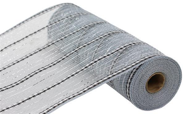 RY8900HJ 10.25" x 10yd x L Wide Fabric/Foil Mesh Silver/Black/White