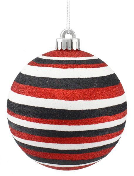 XY8529A1 120Mm Horizontal Stripe Ball Orn Red/Black/White