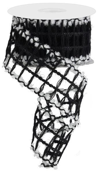 RA1687X6 2.5" x 10yd Burlap Check W/Drift Black/White