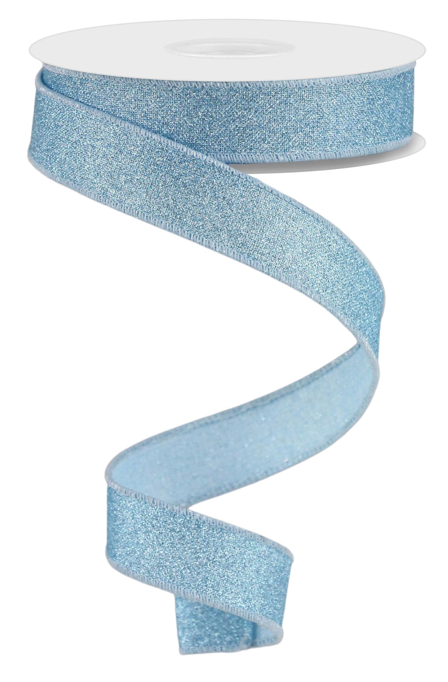 RGE7380H1 7/8" x 10yd Fine Glitter on Royal Ribbon – Pale Blue – Sparkle Wired Ribbon
