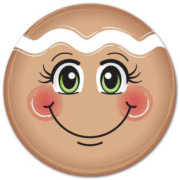 MD0351 12”DIA METAL Gingerbread Face Brown/White