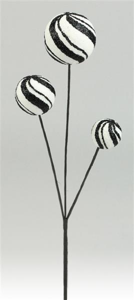 XP3810M9 15"L Glitter Ball W/Stripes Pick Back/White