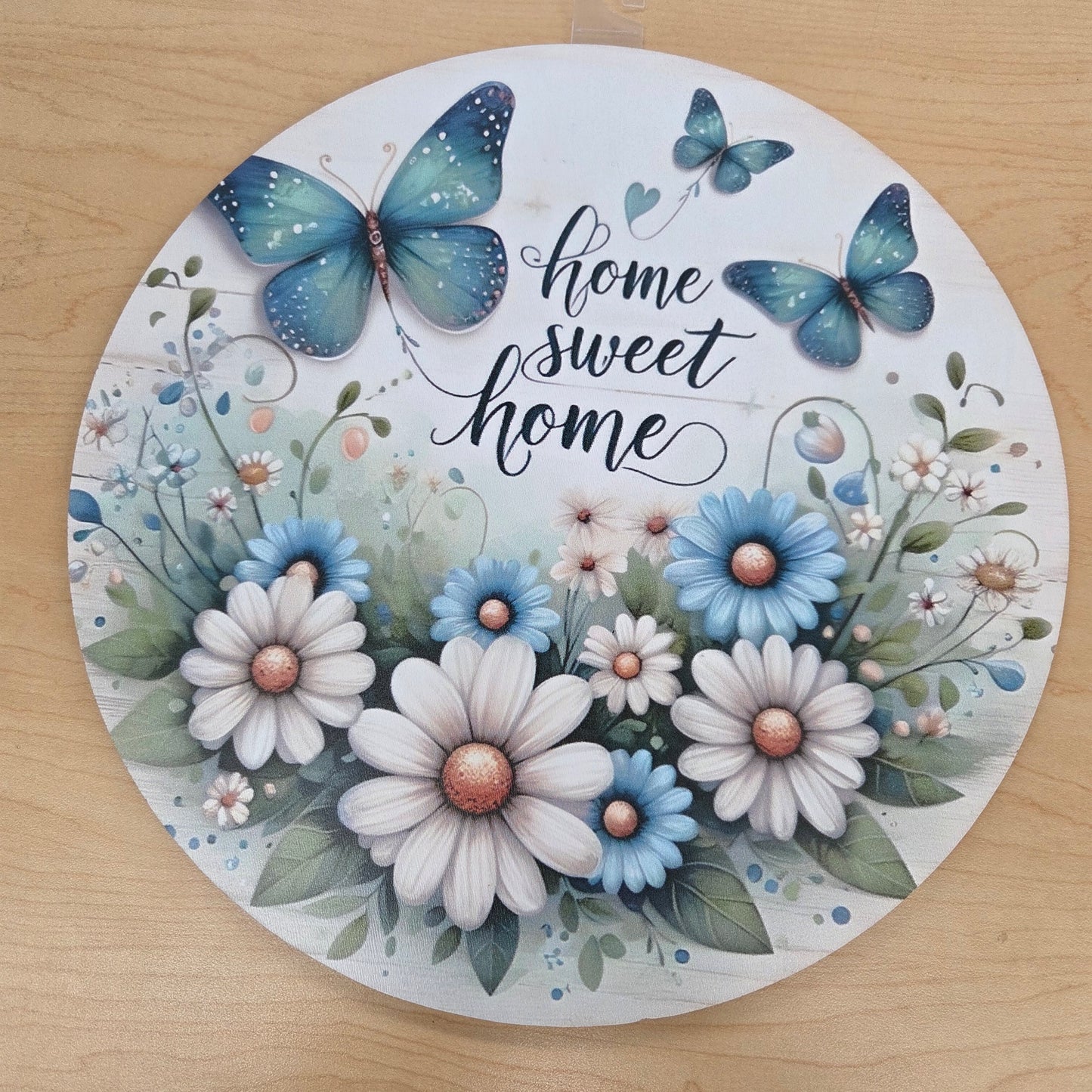 CUS2287 12" Circle Butterflies Home Sweet Home