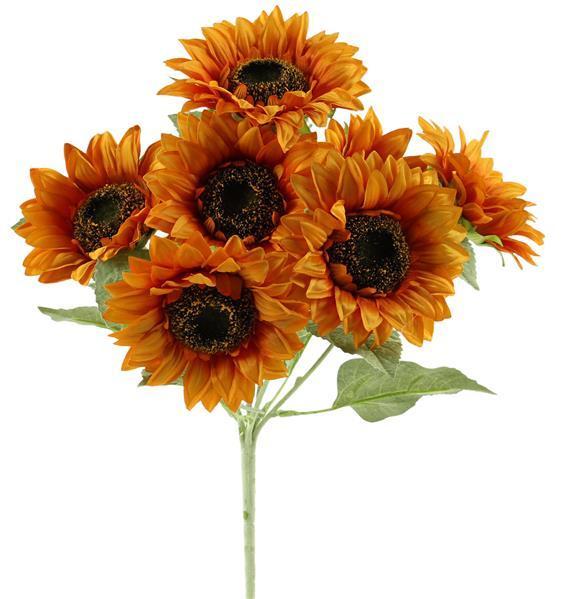FN164733 17"L Sunflower Bush X7 Orange/Burnt Orange