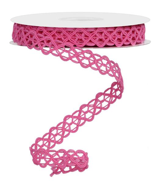 RN586111 5/8" x 10yd Open Weave Trim, Wired Hot Pink