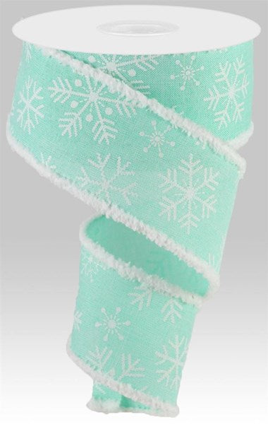 RGA8232AN 2.5" x 10yd Snowflakes W/Drift Mint Green/White