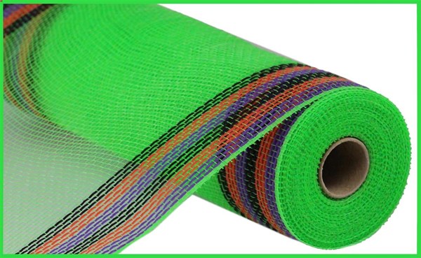 RY832676 10.25" x 10yd Faux Jute/Pp/Border Stripe Lime/Purple/Orange/Black